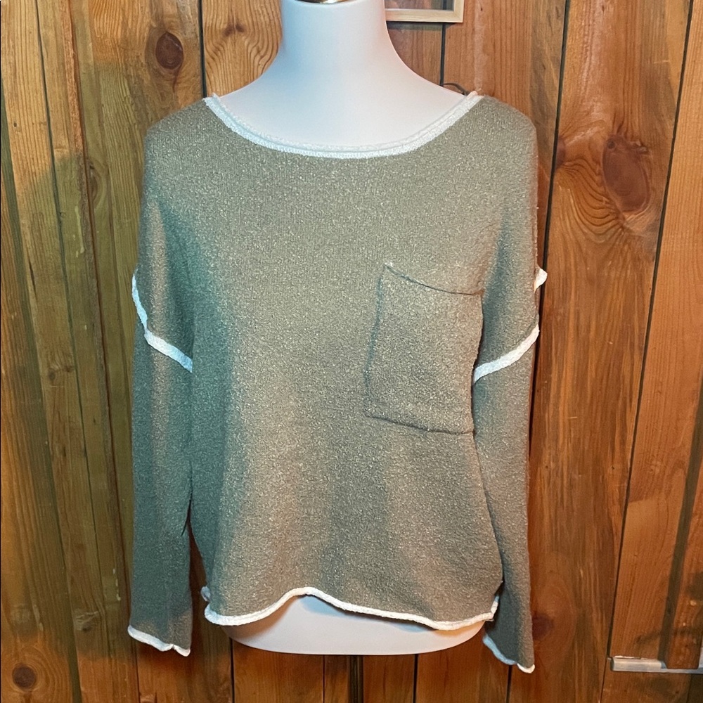 Blu Pepper Sweater with White Trim